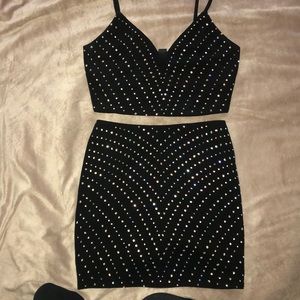 Black top and skirt set